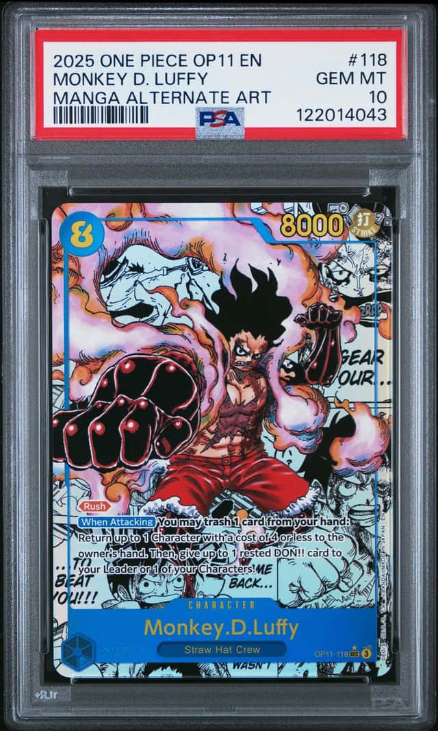 One Piece Monkey D. Luffy Op11 118 Manga Alternate Art PSA 10 Gem Mint