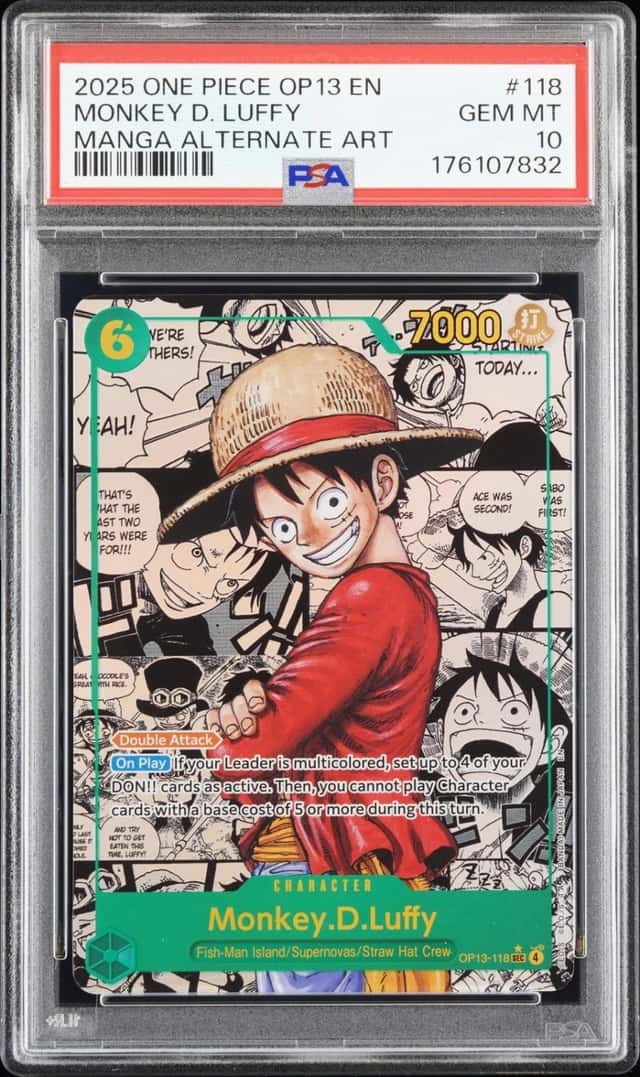 One Piece Monkey D. Luffy Op13-118 Manga Alternate Art PSA 10 Gem Mint