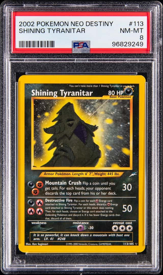 2002 Pokemon Neo Destiny #113 Shining Tyranitar - PSA NM-MT 8