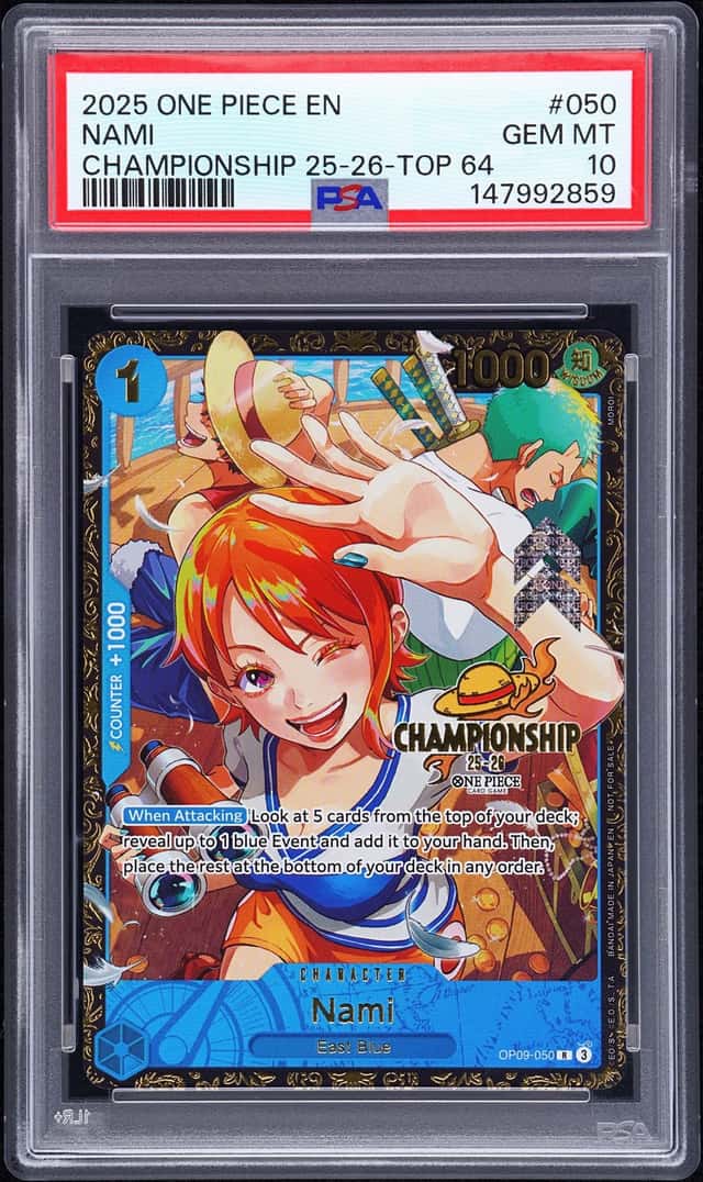 2025 One Piece Championship 25-26 Nami Top 64 Prize #OP09-050 PSA 10 GEM MINT