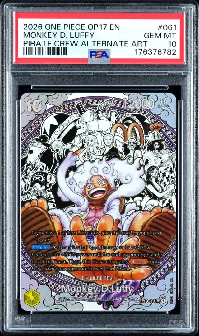 2026 ONE PIECE MONKEY D LUFFY OP 17 PIRATE CREW ALTERNATE ART #061 PSA 10