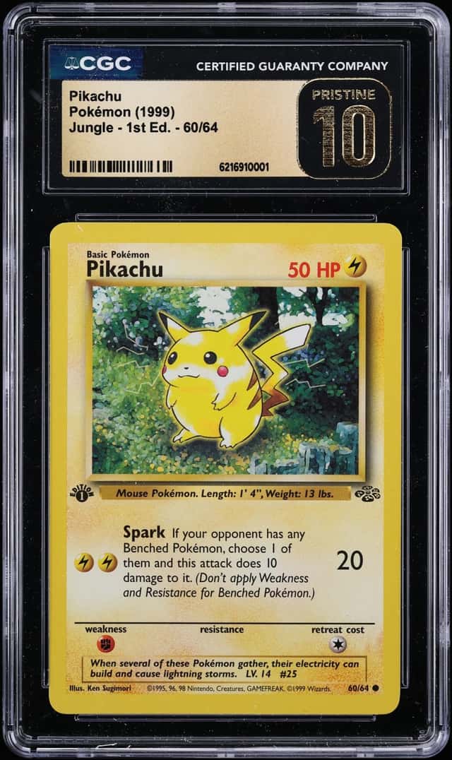 1999 Pokemon Jungle 1st Edition Pikachu #60 CGC 10 PRISTINE