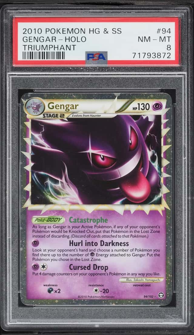 2010 Pokemon HeartGold & SoulSilver Triumphant Holo Gengar #94 PSA 8 NM-MT