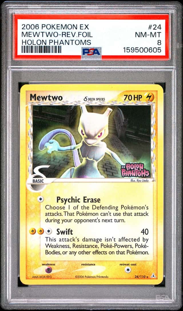 2006 Pokemon EX Holon Phantoms Reverse Holo Mewtwo #24 PSA 8 NM-MT