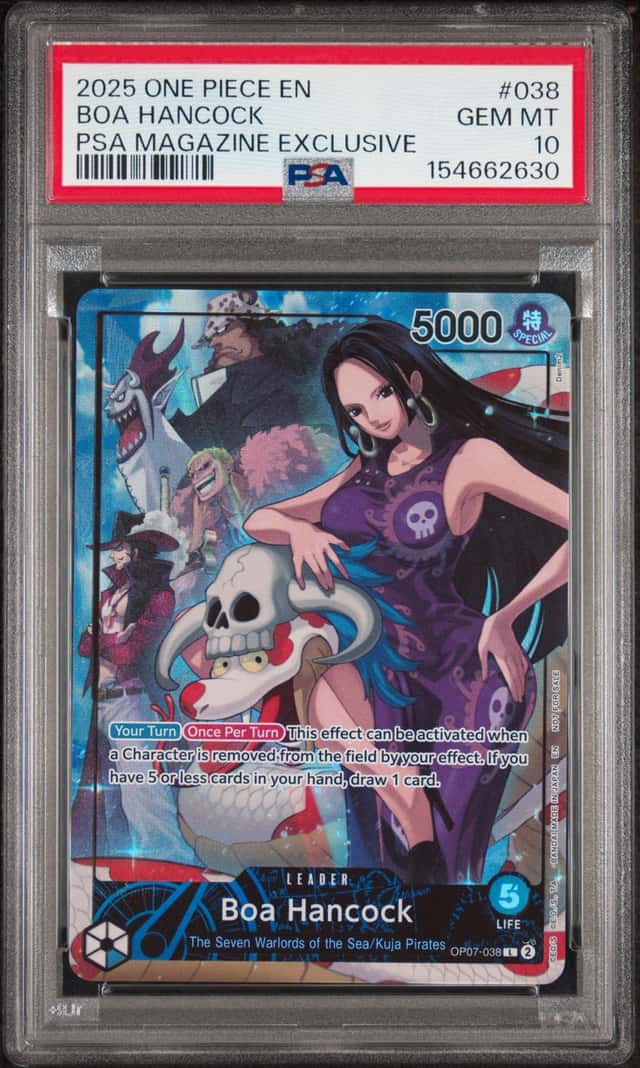 Bandai One Piece CCG Boa Hancock OP07-038 Leader Foil PSA Mag PSA 10