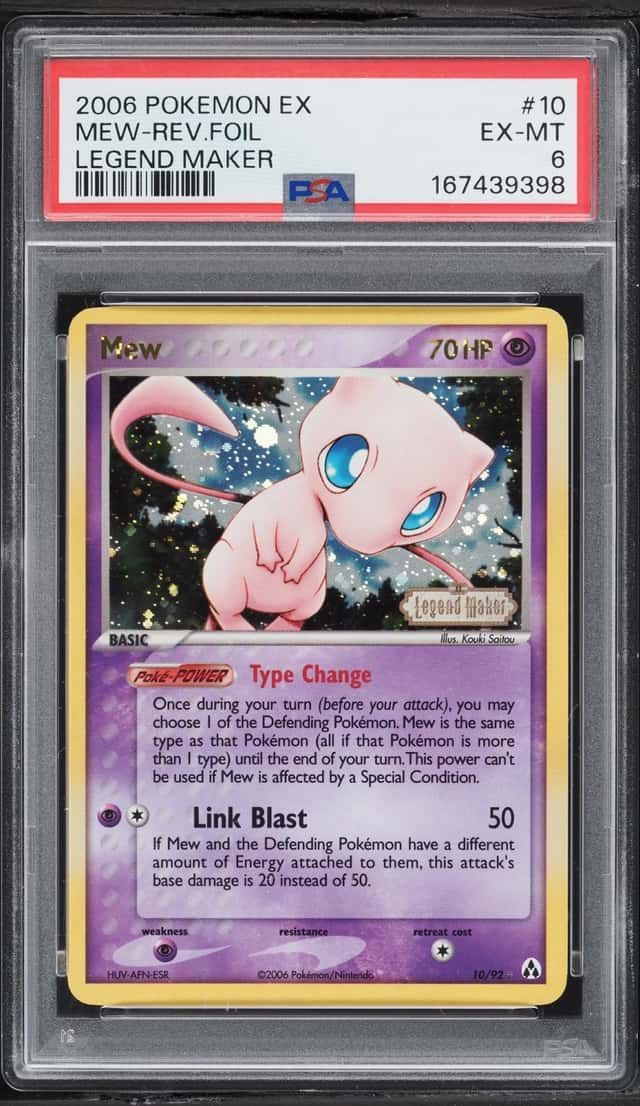 2006 Pokemon EX Legend Maker Reverse Holo Mew #10 PSA 6 EXMT