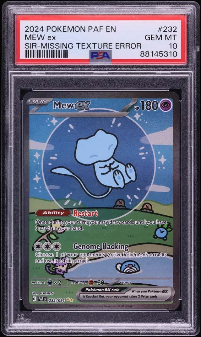 2024 Pokemon Scarlet & Violet Paldean Fates Missing Texture Error SAR Mew Ex #232 PSA 10 GEM