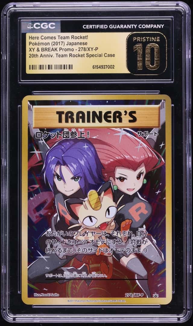 2017 Pokemon Japanese XY Promo 20th Anniversary Full Art Here Comes Team Rocket CGC 10 PRISTINE