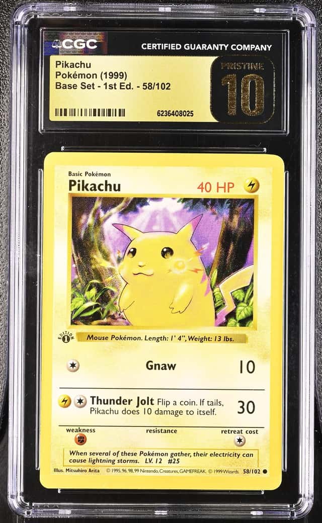 1999 Pokemon Base Set Shadowless 1st Edition Pikachu #58 CGC 10 PRISTINE