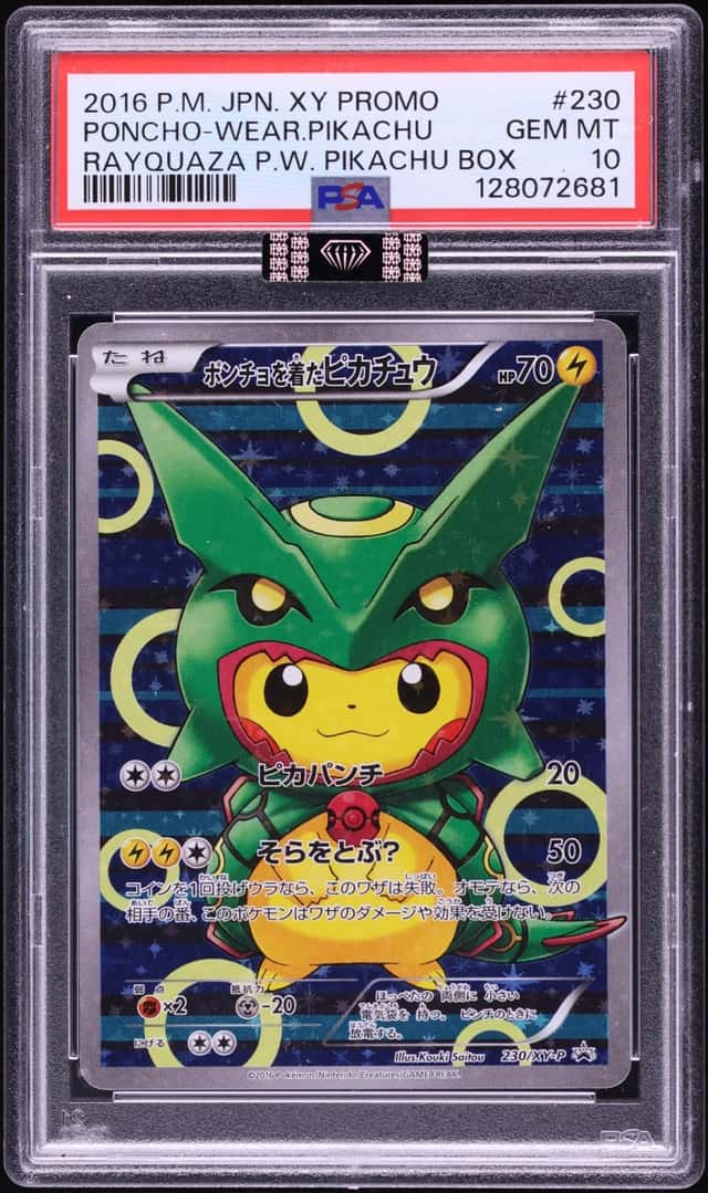 2016 Pokemon Japanese XY Promo Full Art Rayquaza Poncho Wearing Pikachu #230 PSA 10 GEM MINT