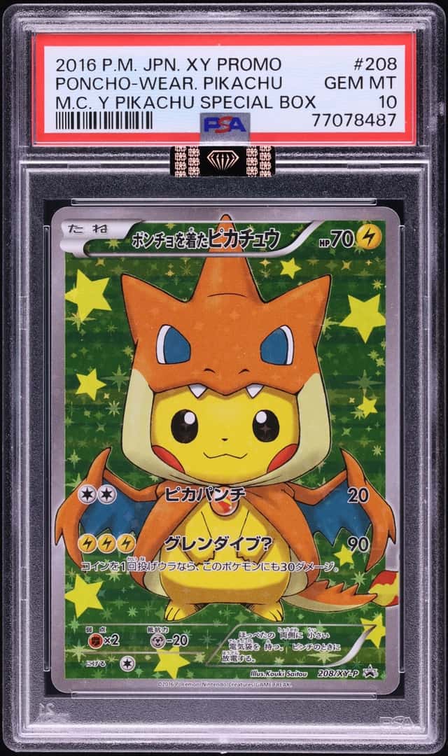2016 Pokemon Japanese XY Promo Special Box Full Art Poncho Wearing Pikachu #208 PSA 10 GEM MINT