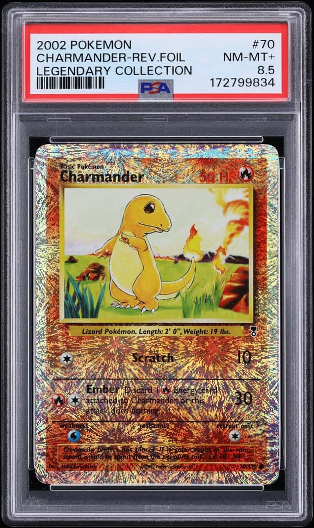 2002 Pokemon Legendary Collection Reverse Holo Charmander #70 PSA 8.5 NM-MT+