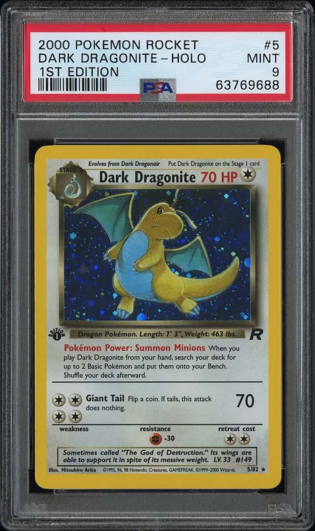 2000 Pokemon Team Rocket 1st Edition Holo Dark Dragonite #5 PSA 9 MINT