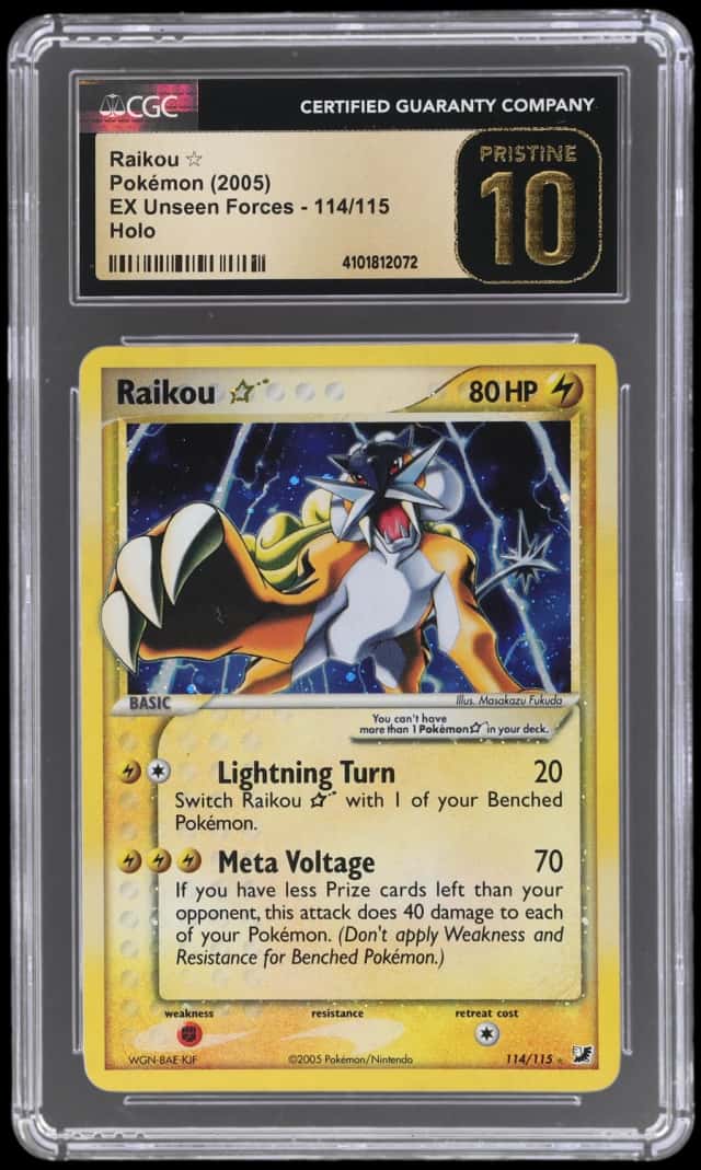 2005 Pokemon Ex Unseen Forces Holo Raikou Gold Star #114
