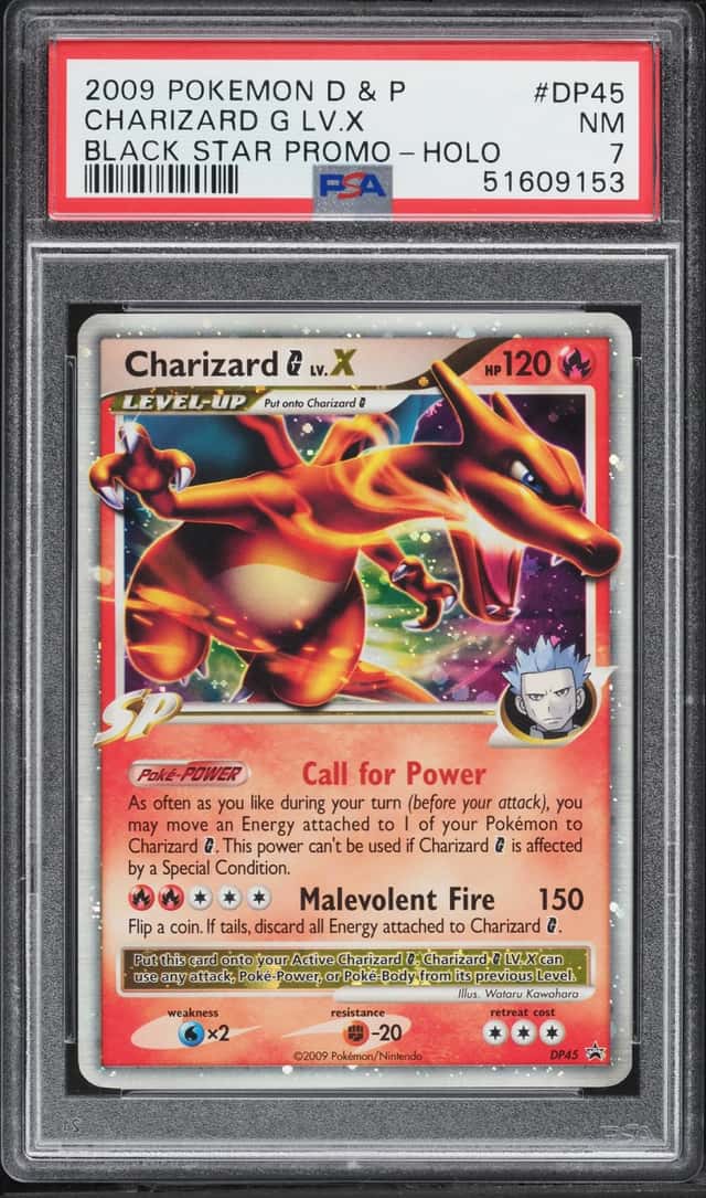 2009 Pokemon Diamond & Pearl Black Star Promo Holo Charizard G LV.X #DP45 PSA 7 NRMT