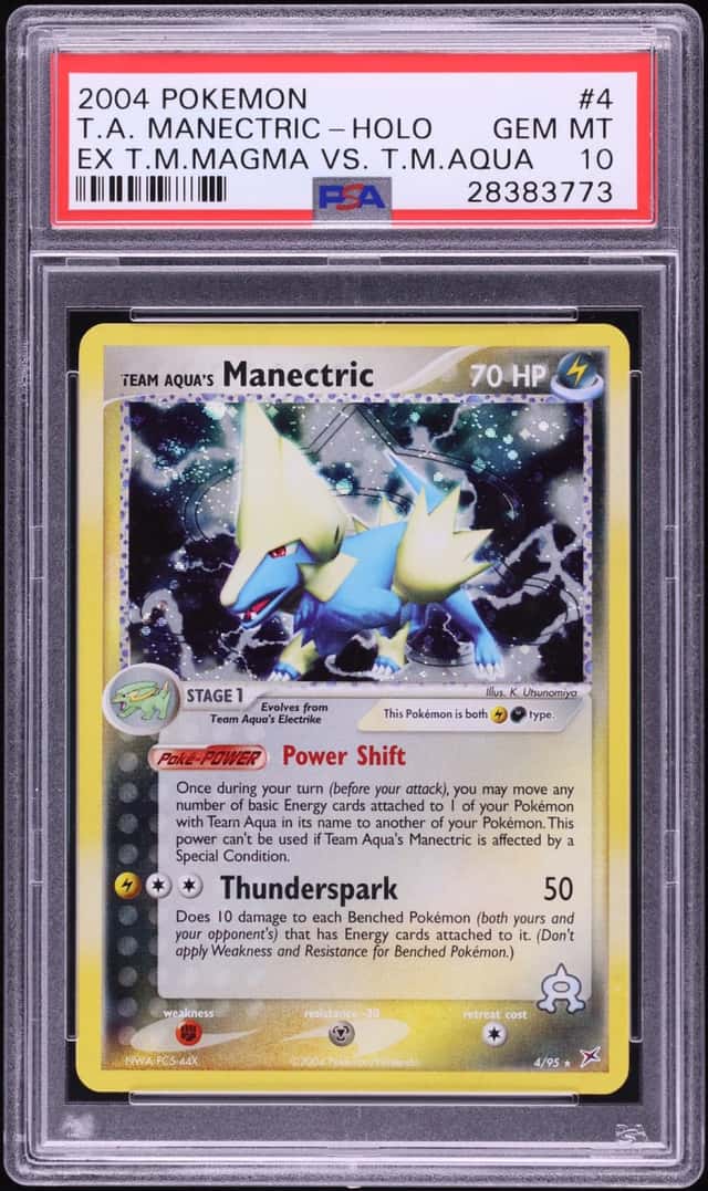 2004 Pokemon EX Team Magma Vs Team Aqua Holo Team Aqua's Manectric #4 PSA 10 GEM MINT