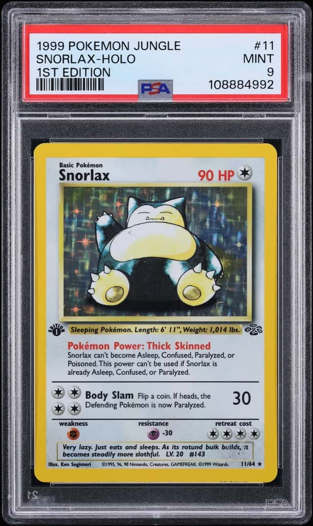 1999 Pokemon Jungle 1st Edition Holo Snorlax #11 PSA 9 MINT