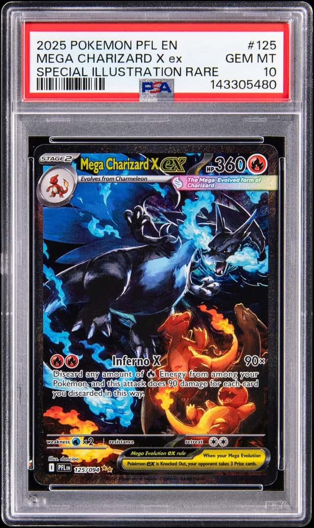 2025 Pokemon Phantasmal Flames Special Illustration Rare #125 Mega Charizard X ex - PSA GEM MT 10