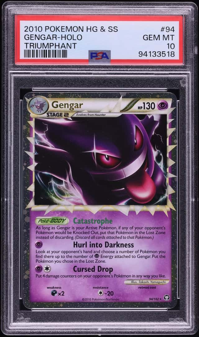 2010 Pokemon HeartGold & SoulSilver Triumphant Holo Gengar #94 PSA 10 GEM MINT