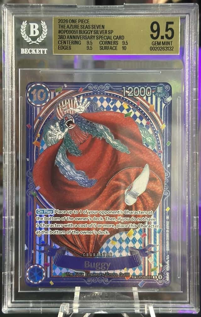 2026 One Piece The Azure Seas Seven Buggy Silver SP Special Card OP09051 BGS 9.5
