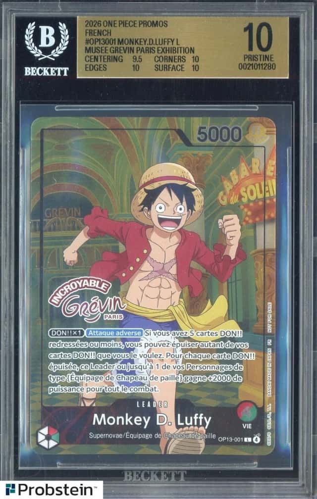 One Piece Monkey D Luffy OP13-001 X French Grevin Promo Paris Exclusive BGS 10