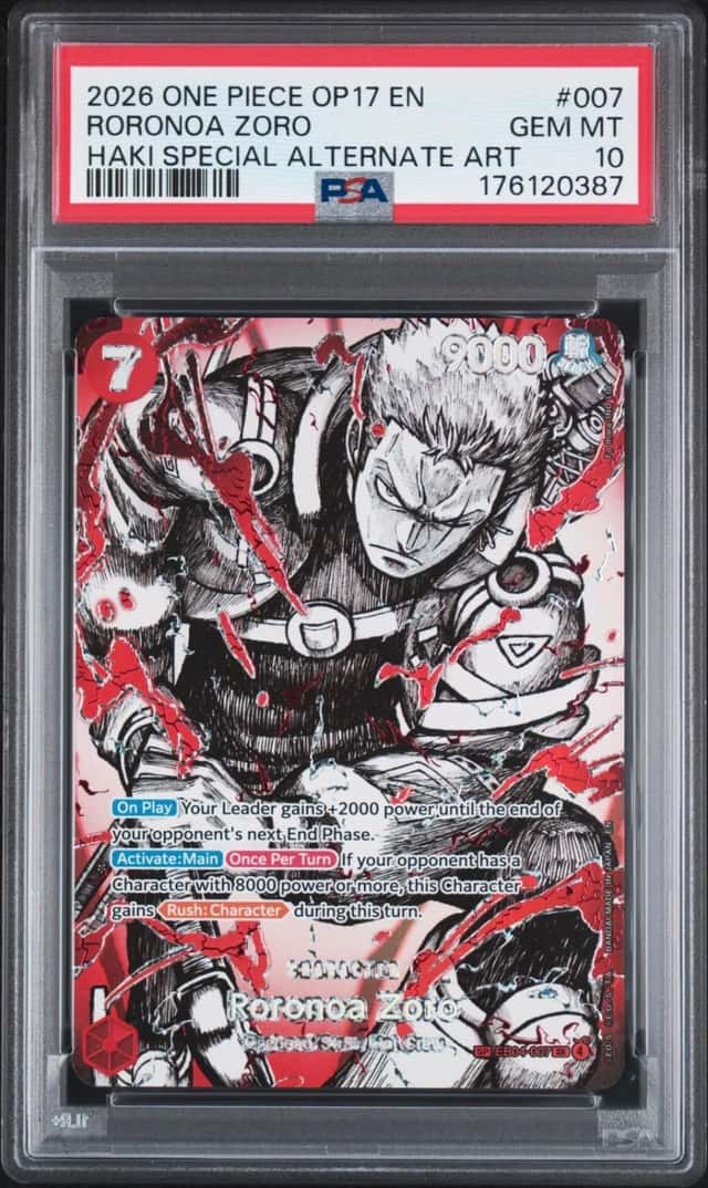 2026 ONE PIECE THE WORLDS STRONGEST WARRIORS SPECIAL AA #007 RORONOA ZORO PSA 10
