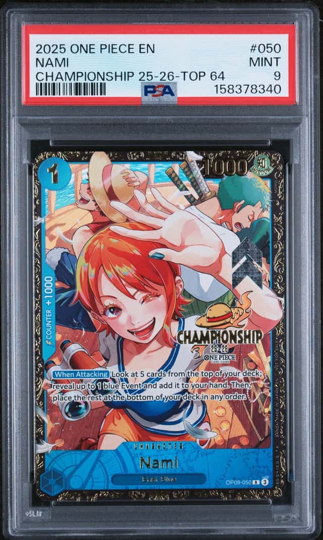 2025 One Piece Championship 25-26 Nami Top 64 Prize #OP09-050 PSA 9 MINT