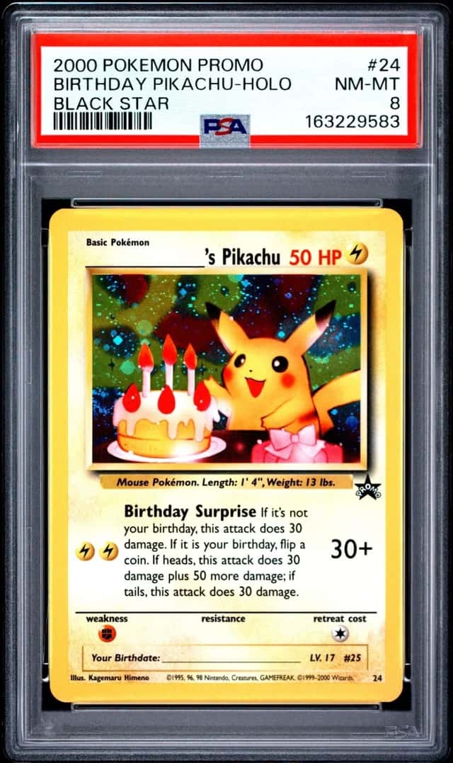 2000 POKEMON PROMO BLACK STAR #24 BIRTHDAY PIKACHU-HOLO BLACK STAR PSA 8