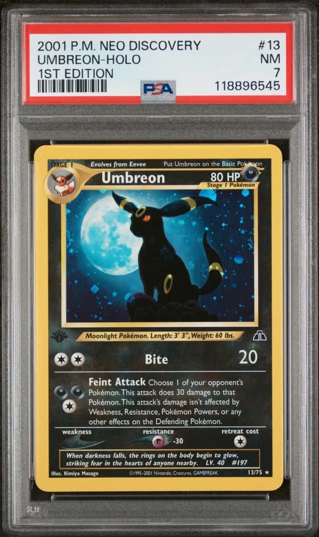 2001 POKEMON NEO DISCOVERY 1ST EDITION #13 UMBREON-HOLO PSA 7