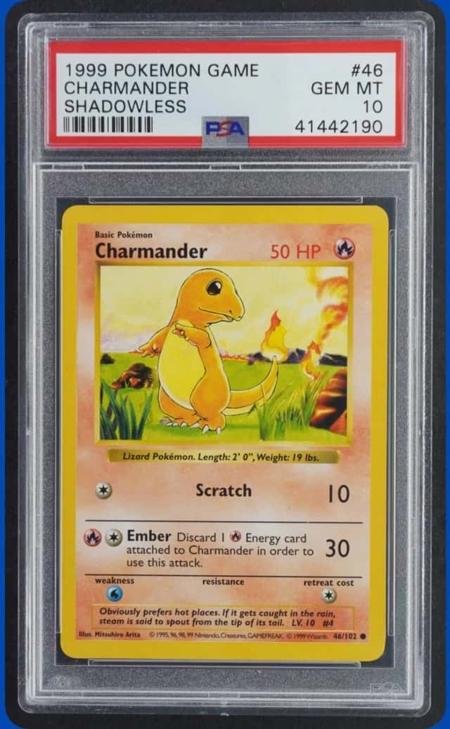 1999 POKEMON SHADOWLESS #46/102 CHARMANDER PSA 10