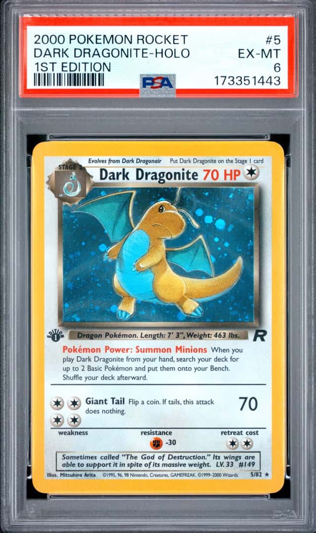 2000 POKEMON ROCKET 1ST EDITION #5 DARK DRAGONITE-HOLO PSA 6