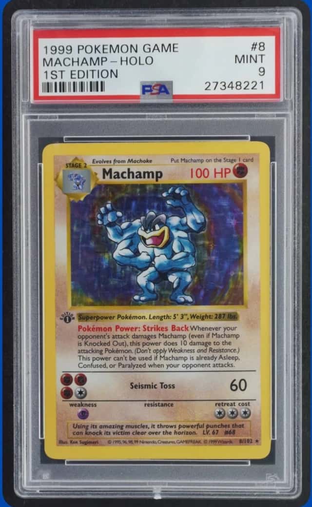 1999 POKEMON 1ST EDITION #8/102 MACHAMP HOLO PSA 9
