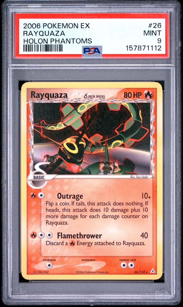 PSA 9 Rayquaza EX Holon Phantoms 26/110 Delta Species Rayquaza Vintage Pokemon