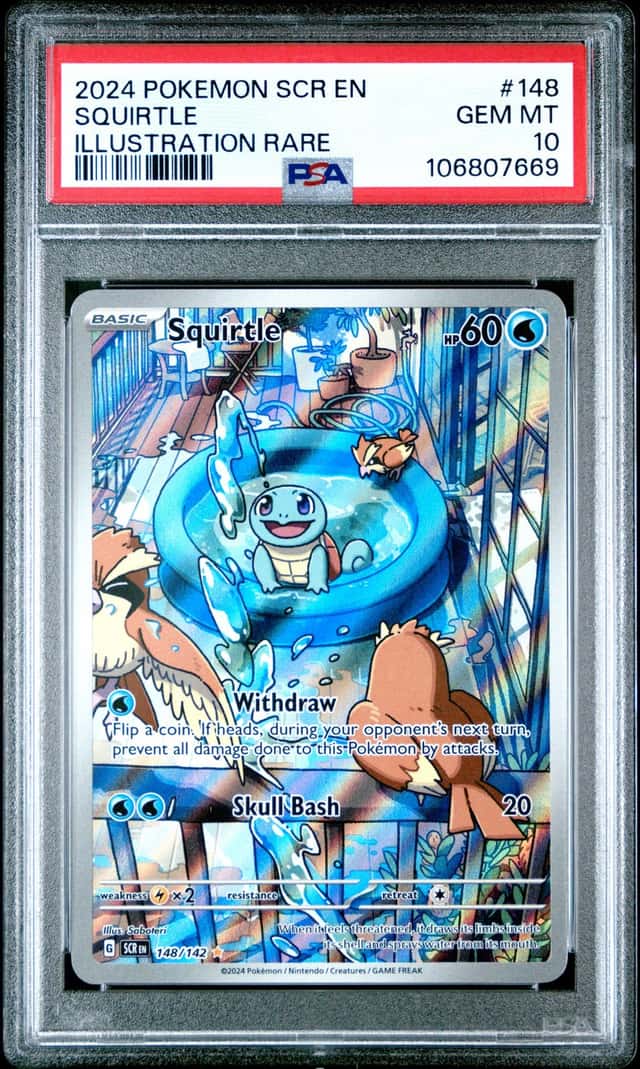 SQUIRTLE 2024 POKEMON STELLAR CROWN 148/142 ILLUSTRATION RARE PSA 10 Q3963-7