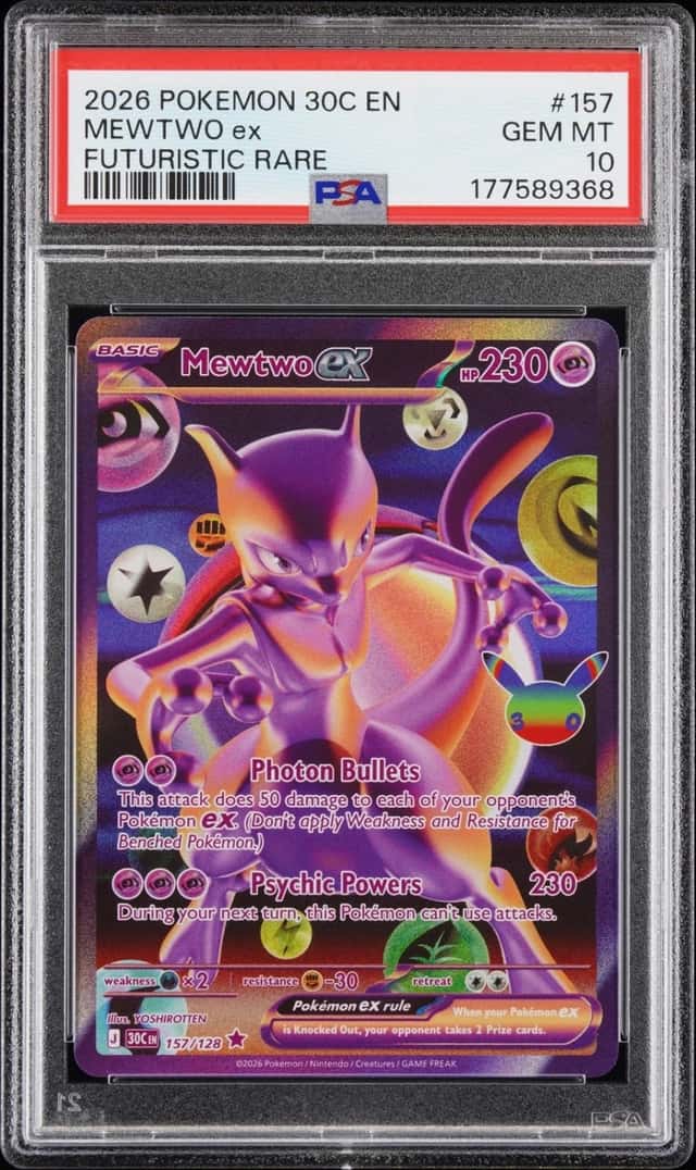 2026 POKEMON 30C EN-30TH CELEBRATION FUTURISTIC RARE #157 MEWTWO EX PSA 10