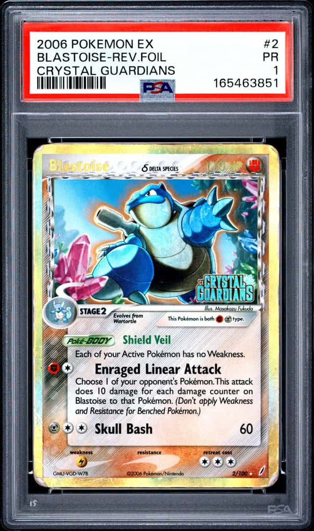 2006 Pokemon Crystal Guardians #2 Blastoise Reverse Foil PSA 1 PR