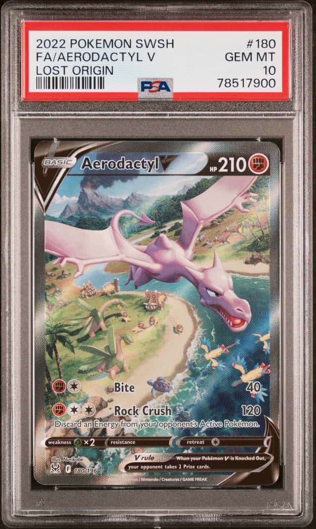 2022 Pokemon Lost Origin #180 Aerodactyl V Full Art PSA 10 GEM MINT