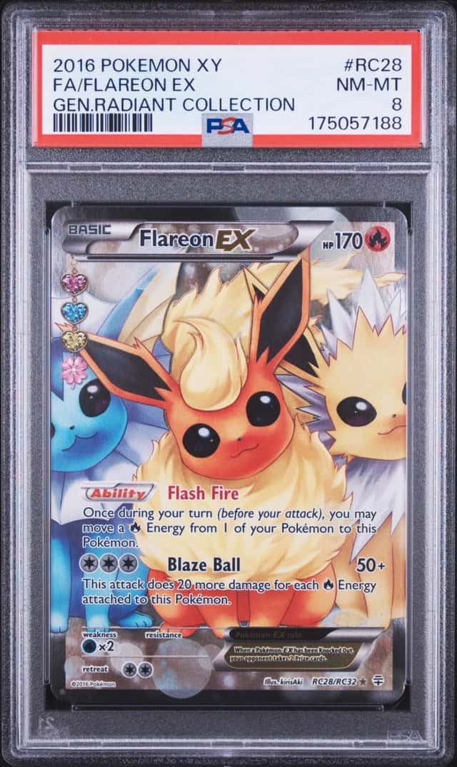 2016 POKEMON XY GENERATIONS RADIANT COLLECTION #RC28 FULL ART/FLAREON EX PSA 8