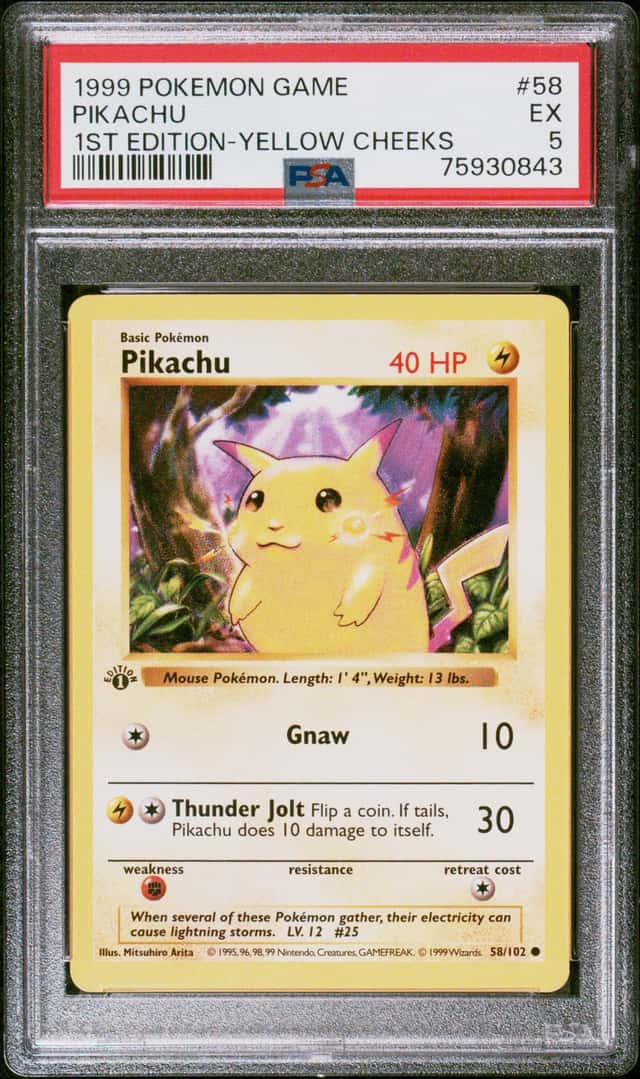 1999 Pokemon Pikachu 1st Edition Shadowless #58 PSA 5