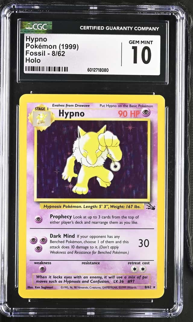 1999 Pokemon Fossil - Hypno #8/62 Holo Rare Vintage - LOW POP - Gem Mint CGC 10