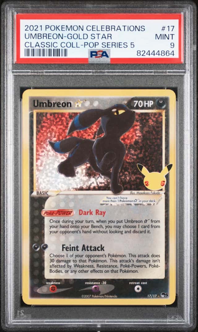 Pokemon Celebrations Classic Collection Umbreon Gold Star Holo PSA 9 *864