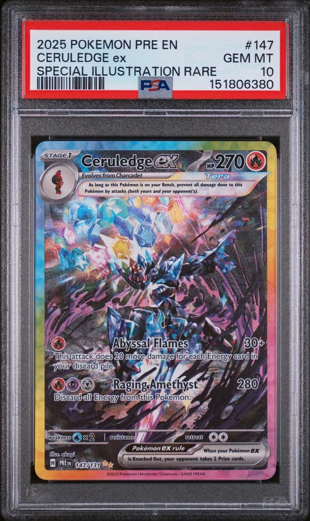 CERULEDGE EX 2025 POKEMON PRISMATIC EVOLUTIONS 147/131 SIR PSA 10 Q3963-7
