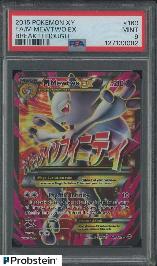 2015 POKEMON XY BREAKTHROUGH #160 FA/M MEWTWO EX PSA 9