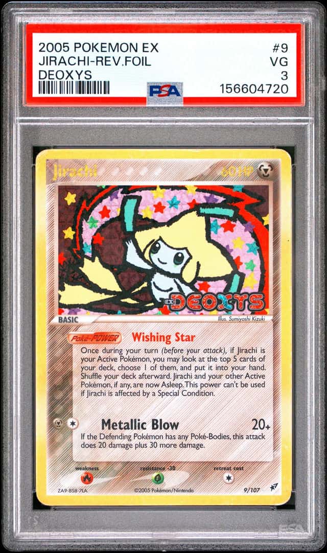 2005 POKEMON EX DEOXYS #9 JIRACHI-REVERSE FOIL PSA 3