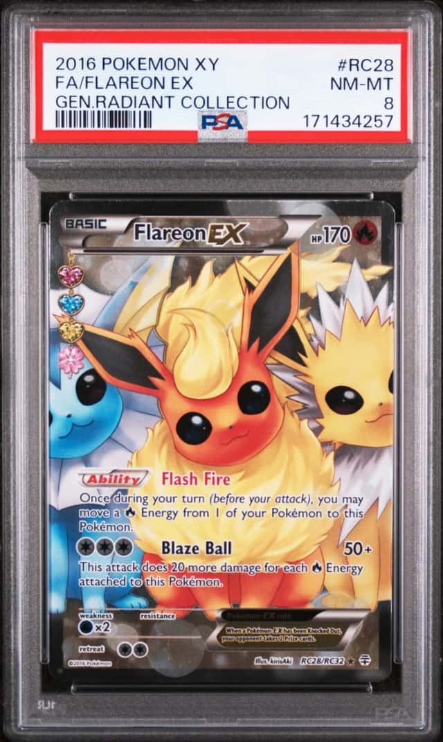 2016 POKEMON XY GENERATIONS RADIANT COLLECTION #RC28 FULL ART/FLAREON EX PSA 8