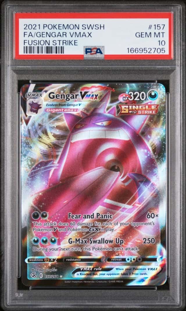 2021 POKEMON SWORD & SHIELD FUSION STRIKE #157 FULL ART/GENGAR VMAX PSA 10