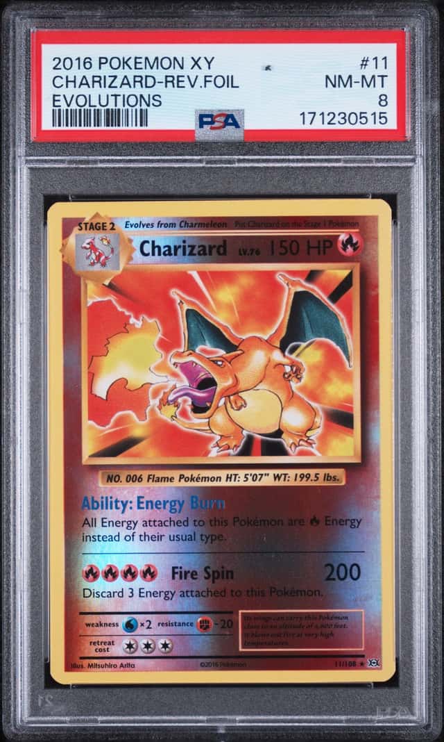 2016 POKEMON XY EVOLUTIONS #11 CHARIZARD-REVERSE FOIL PSA 8