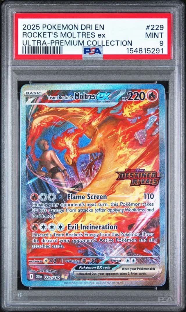 Pokemon Team Rockets Moltres Ex #229 Destined Rivals UPC Stamped Promo PSA 9 !