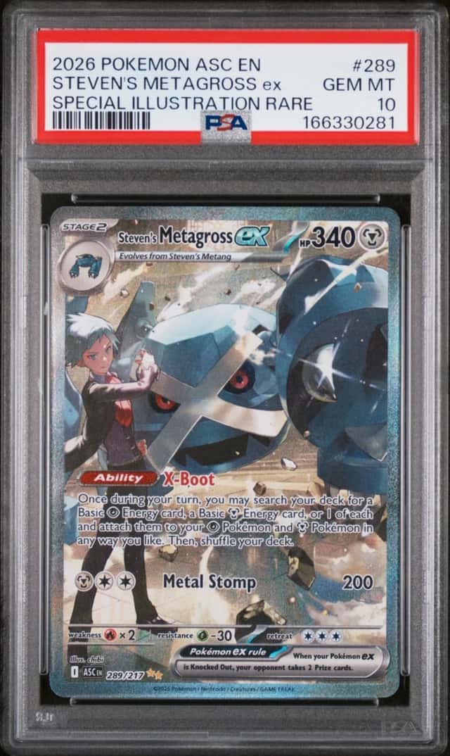 2026 POKEMON ASC SPECIAL ILLUSTRATION RARE #289 STEVEN'S METAGROSS EX PSA 10