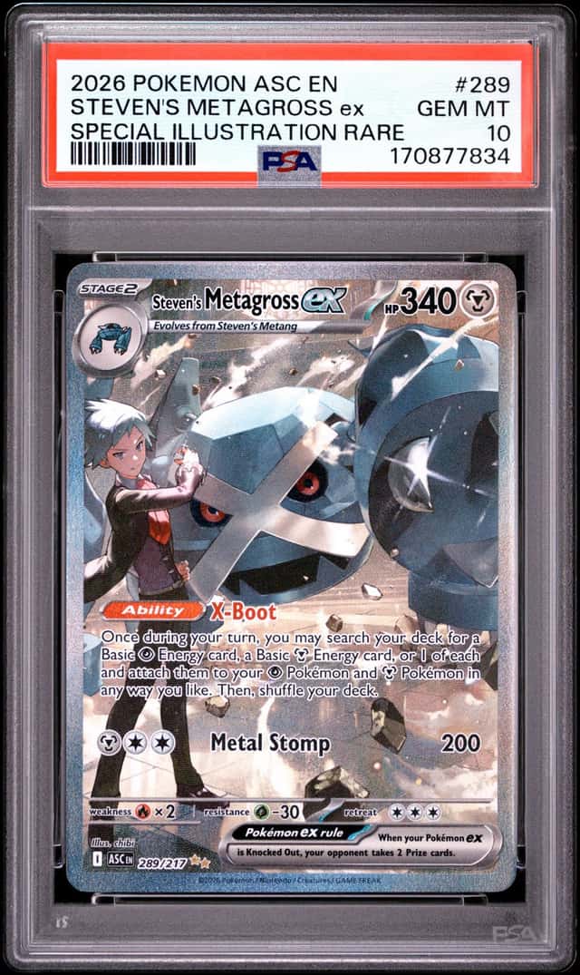 2026 POKEMON ASCENDED HEROES SPECIAL ILLUSTRATION STEVEN'S METAGROSS EX PSA 10